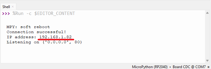 Getting the Raspberry Pi Pico IP Address Thonny IDE