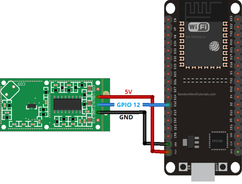 ESP32 with RCWL-0516 Wiring Schematic Diagram