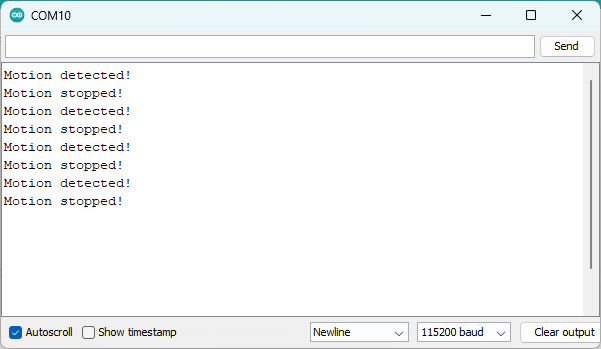 Raspberry Pi Pico Testing RCWL-0516 Microwave Sensor Serial Monitor.