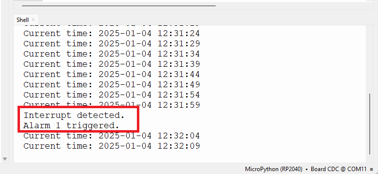 DS3231 RTC with the Raspberry Pi Pico MicroPython - Triggering Alarms