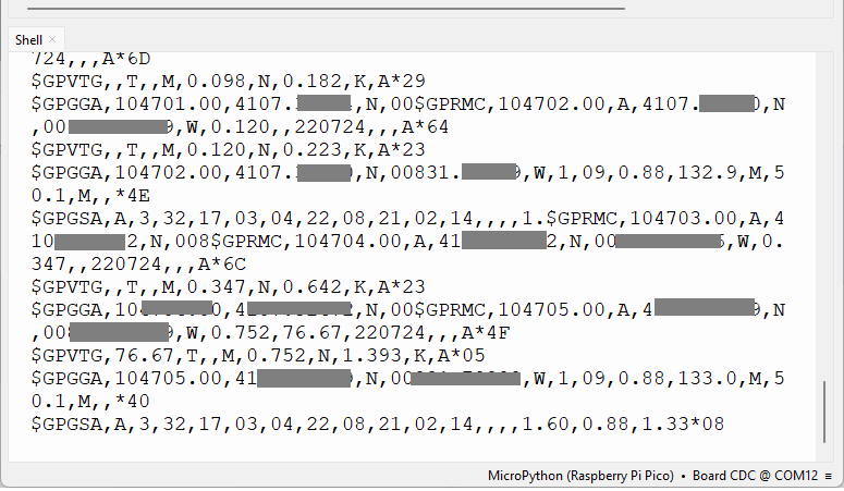 Raspberry Pi Pico with NEO-6M GPS Read Raw Data (Micropython)