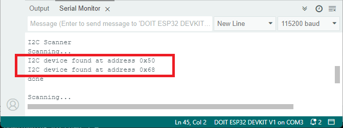 RTC module getting I2C addresses