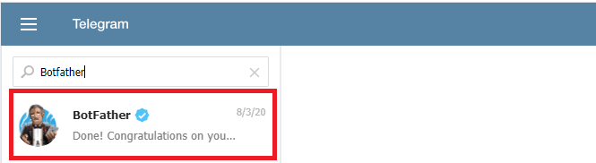Search for Botfather Telegram Web App