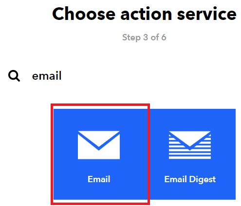 select email service ifttt