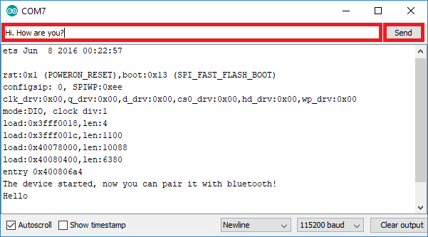 ESP32 Bluetooth Classic demonstration serial monitor Arduino IDE