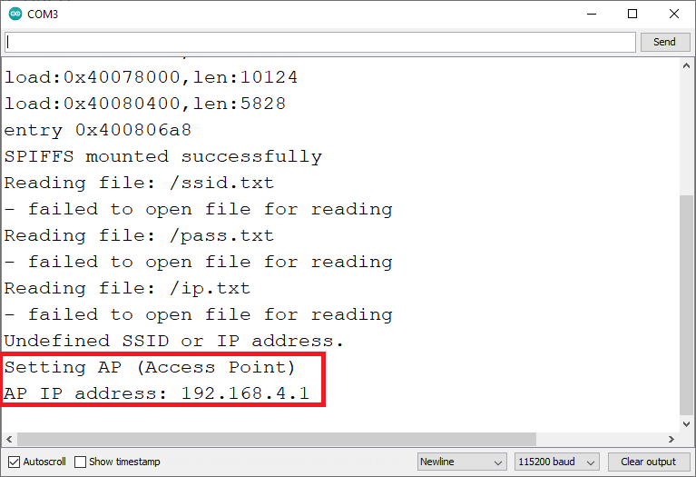 Serial Monitor ESP32 Access Point Mode