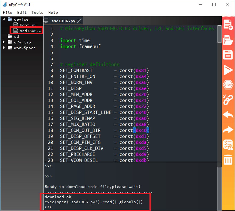 import save library uPyCraft IDE script file