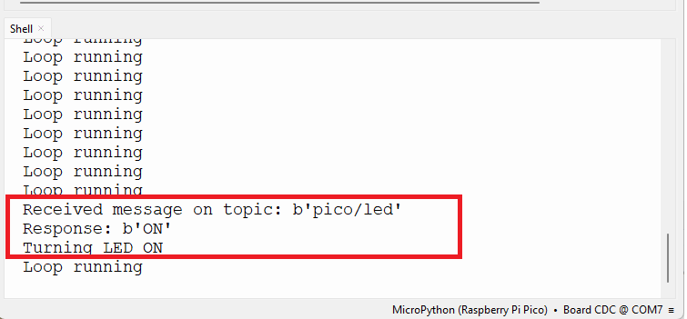 RPi Pico receive Messages via MQTT Thonny IDE