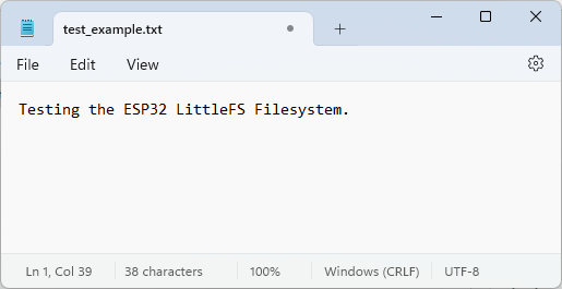 Testing the ESP32 filesystem txt file