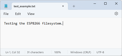 Testing the ESP8266 filesystem txt file
