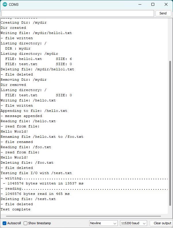 ESP32 Testing LittleFS Examples