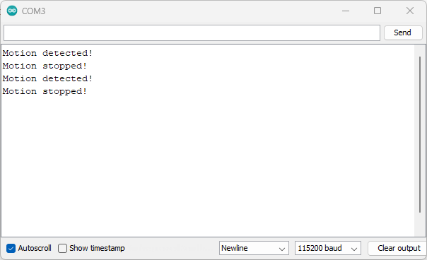 Testing RCWL-0516 microwave radar sensor Serial Monitor Arduino IDE