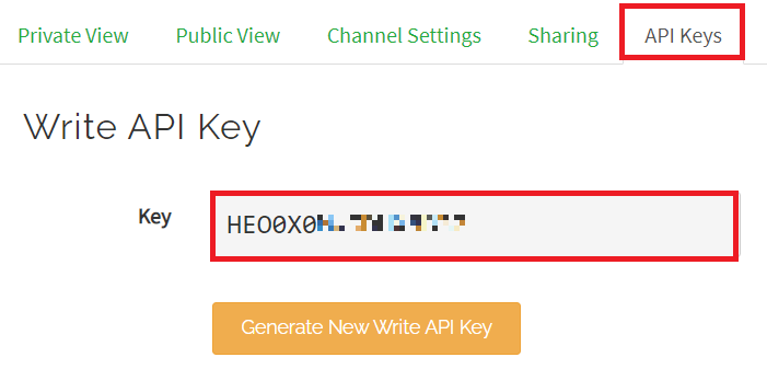 Thingspeak Write API Key generate new key