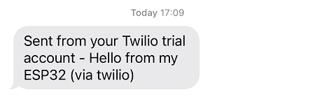 Twilio SMS received (from ESP32)
