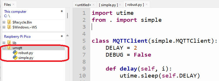 MQTT MicroPython modules Thonny IDE