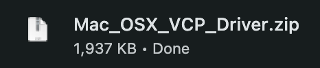 Unzip the CP210x USB to UART Bridge Drivers on Mac OS X computer