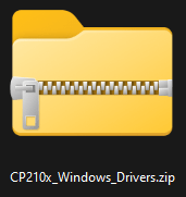 Unzip the CP210x USB to UART Bridge Drivers on Windows PC