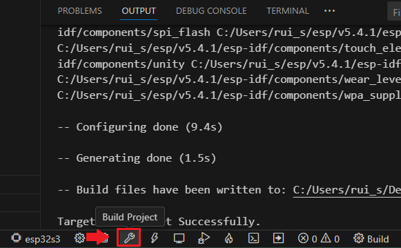 VS Code Build Project Example Code ESP32 ESP-IDF