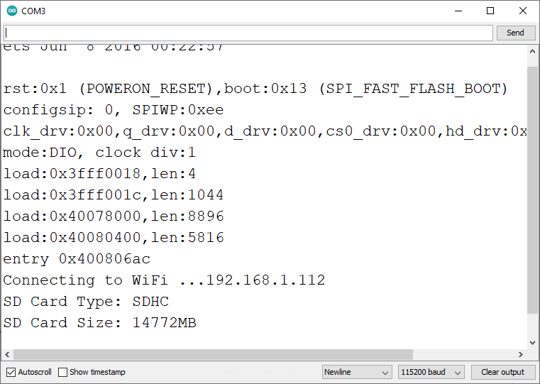 ESP32 Web Server with Files from microSD card Arduino IDE Serial Monitor Demonstration