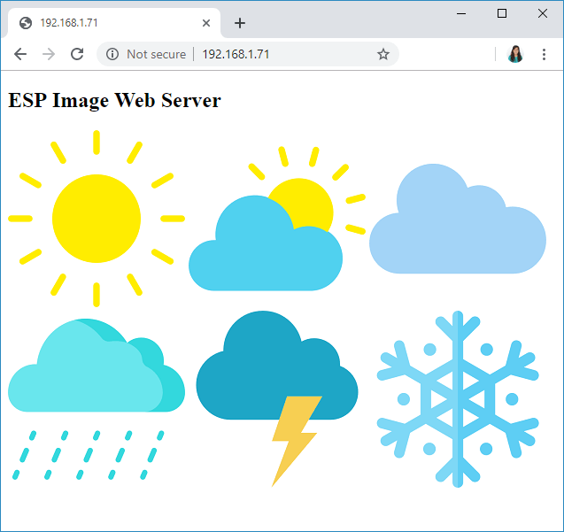 ESP32 ESP8266 display image in web server demonstration