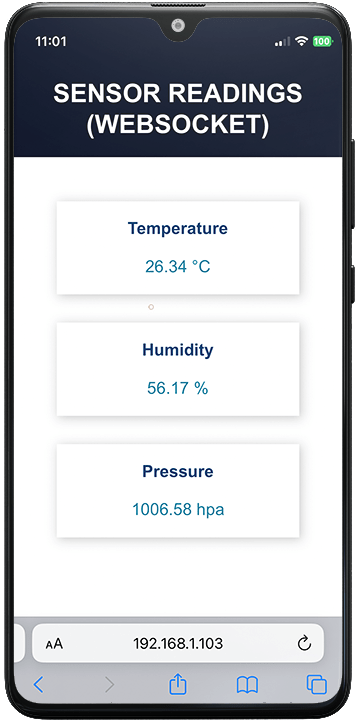 ESP32 WebSocket Server Display Sensor Readings Arduino IDE Demonstration