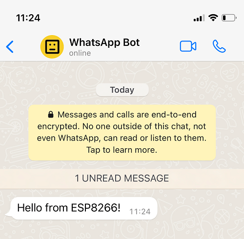 WhatsApp Receive Message from ESP8266